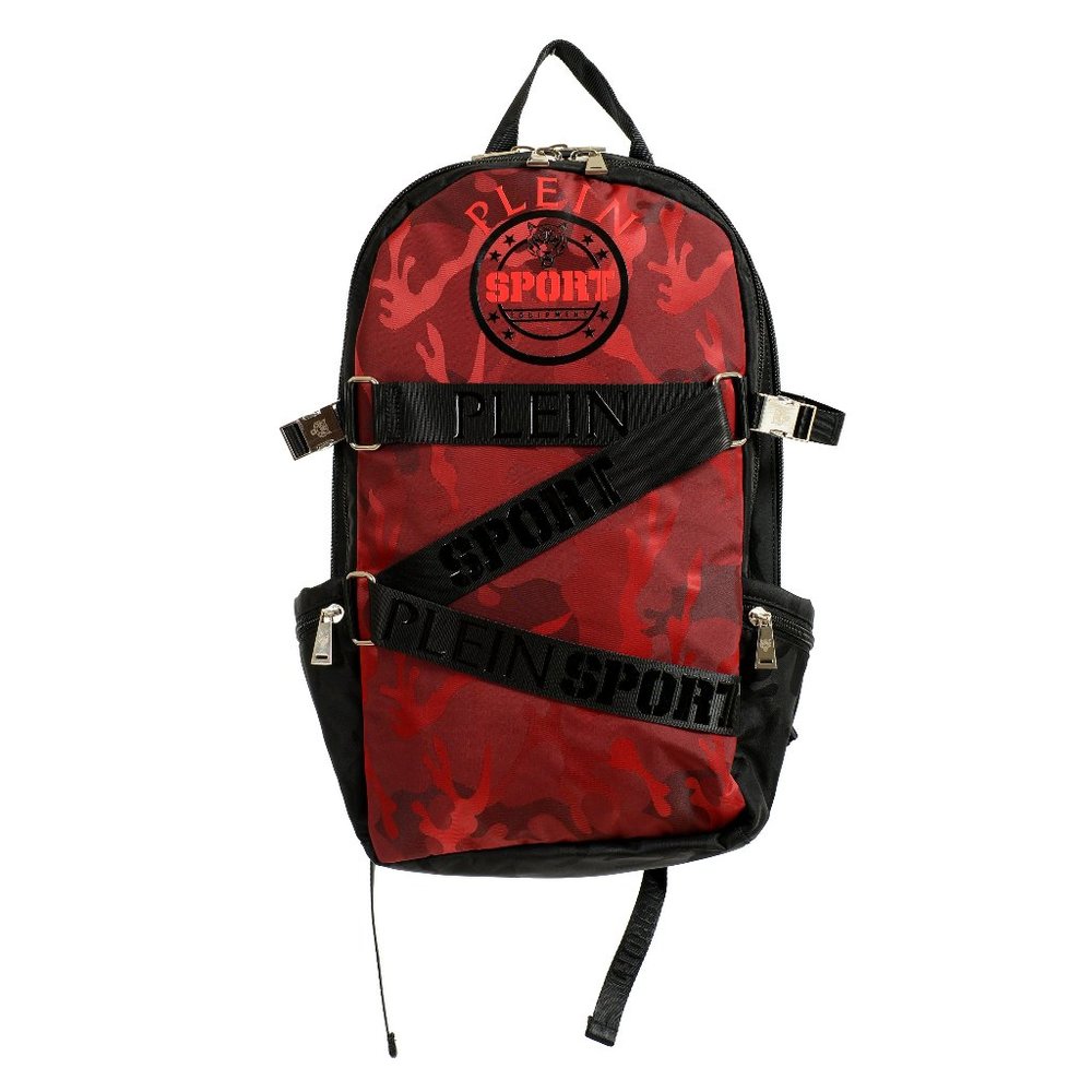 Plein Sport Unisex Military Print Red " ZAINO RUNNER" Backpack Bag